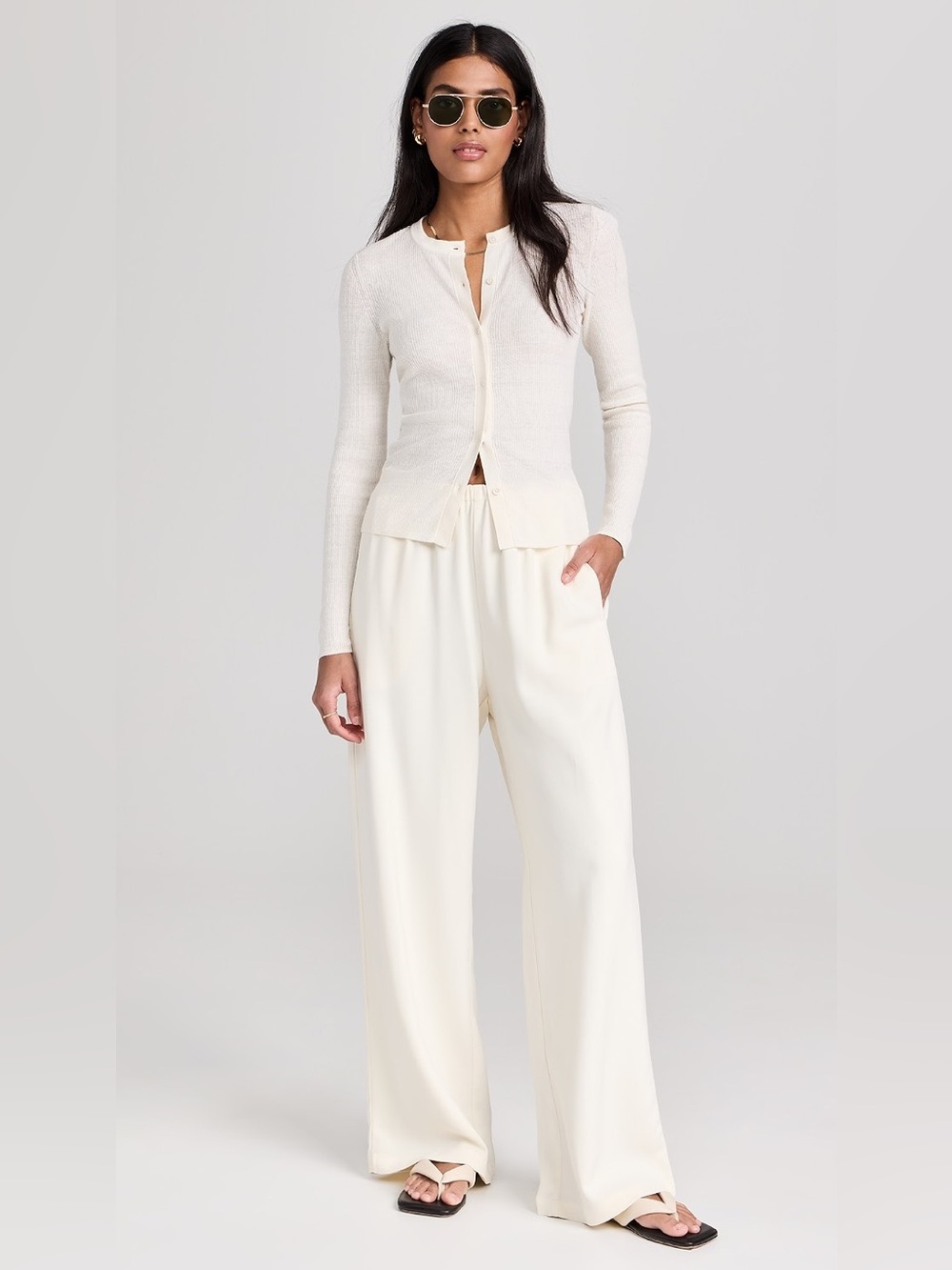 James Perse Stretch Linen Ribbed Cardigan Size 1